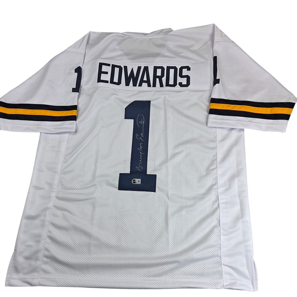 Braylon Edwards Signed  Custom Michigan Wolverines #1 Jersey BAS Witness Auto
